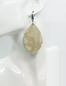 Beige Metallic Camo Leather Earrings - E19-1475