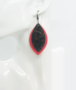 Salmon Leather and Crocodile Leather Earrings - E19-1490