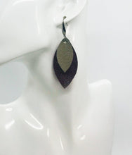 Load image into Gallery viewer, Raspberry Leather and Meatallic Gold Leather Earrings - E19-1495
