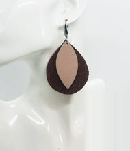 Load image into Gallery viewer, Cinnamon Italian Leather and Rose Gold Leather Earrings - E19-1501