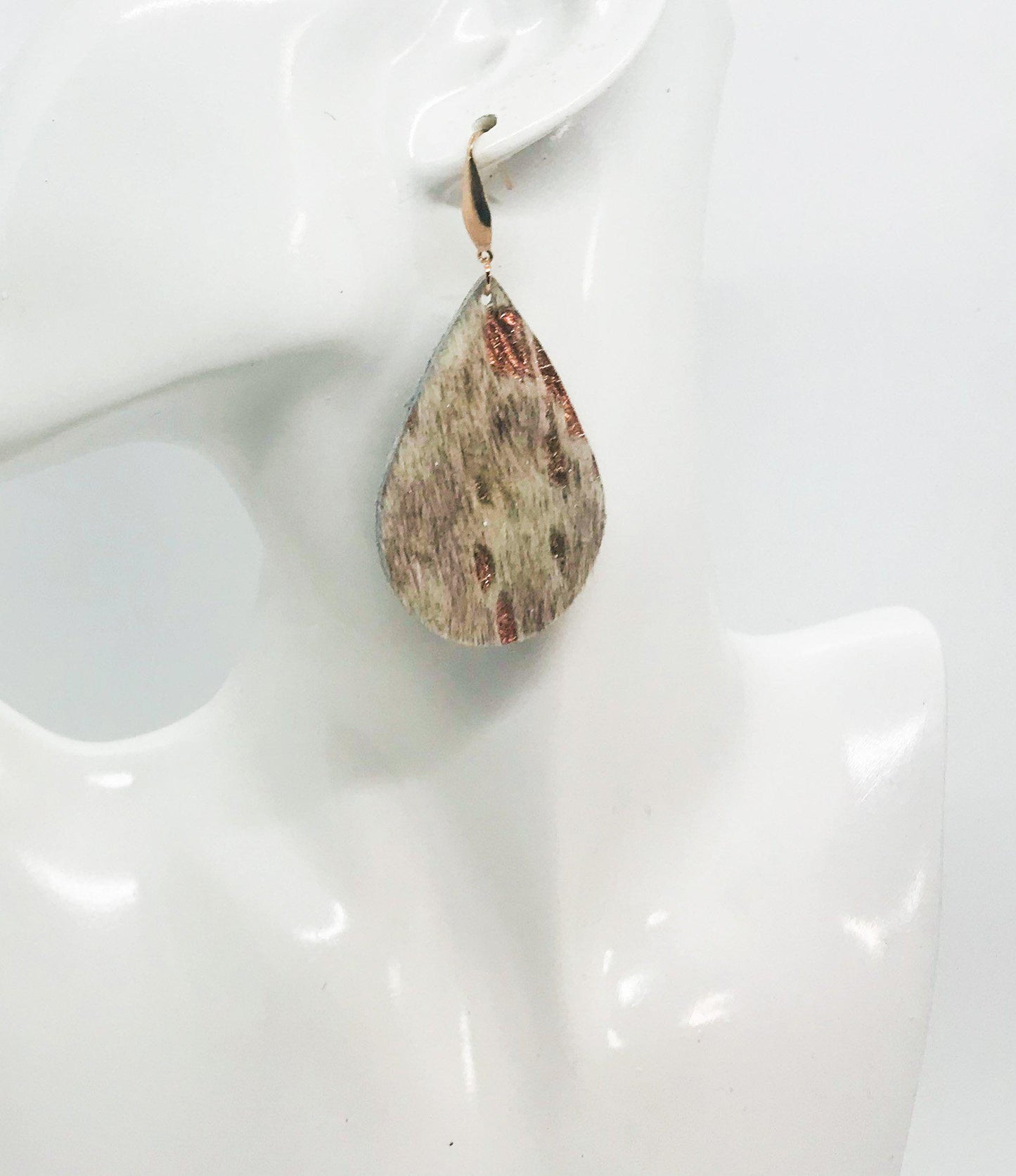 Rose Gold Hair On Leather Earrings - E19-1505