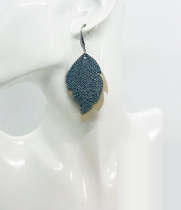 Champagne and Denim Leather Earrings - E19-1508