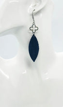 Load image into Gallery viewer, Blue Italian Fishtail Leather and Rhinestone Earrings - E19-1516