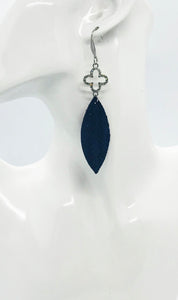 Blue Italian Fishtail Leather and Rhinestone Earrings - E19-1516