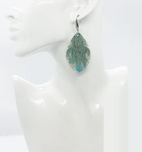 Load image into Gallery viewer, Hair On Turquoise Metallic Leather Earrings - E19-1546
