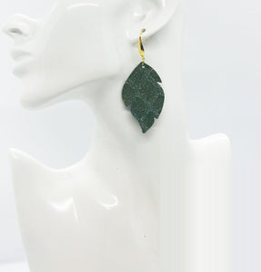 Olive Green Snake Skin Leather Earrings - E19-1566