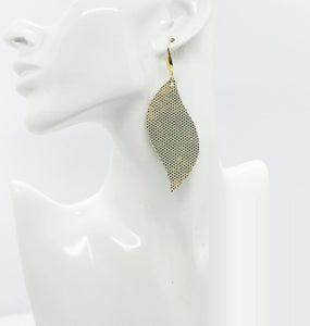 Golden Metallic Leather Earrings - E19-1574