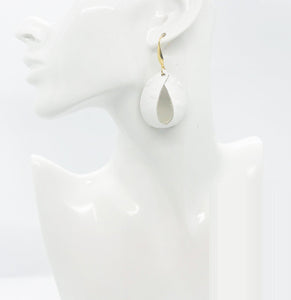 Bright White Genuine Leather Earrings - E19-1575