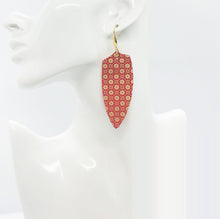 Load image into Gallery viewer, Filigree Floral Gold on Red Leather Earrings - E19-1577