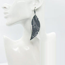 Load image into Gallery viewer, White and Brown Snake Leather Earrings - E19-1579