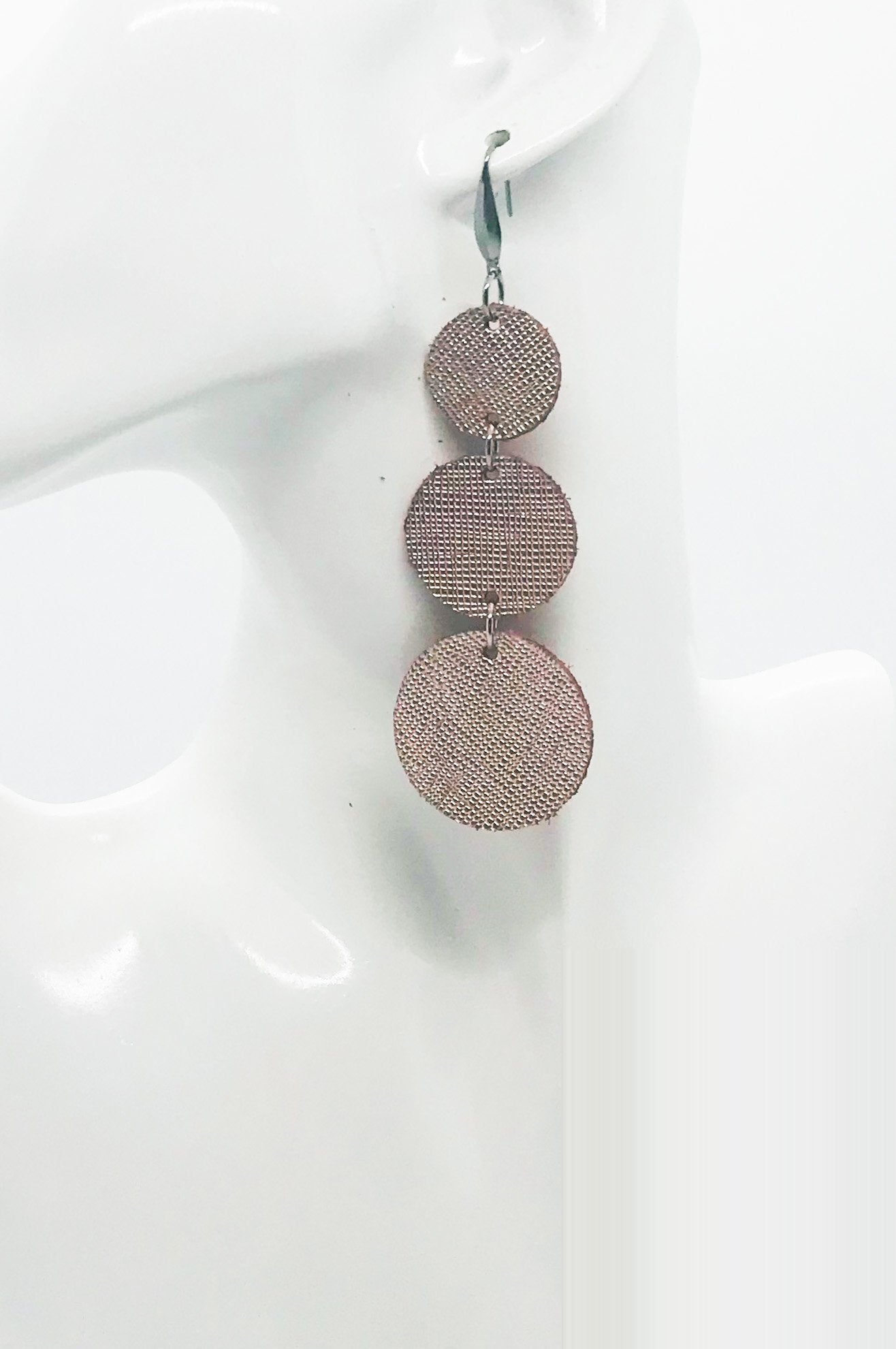 Rose Gold Weave Embossed Leather Earrings - E19-1583