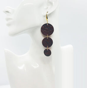 Dark Red Cranberry Leather Earrings - E19-1591