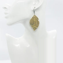 Load image into Gallery viewer, Elegant Mystic Gold on Tan Leather Earrings - E19-1600