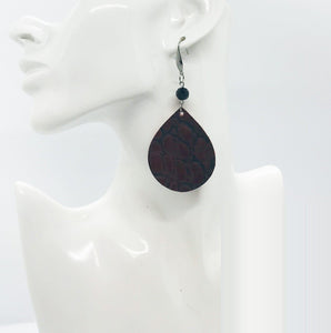 Dark Red Cranberry Genuine Leather Earrings - E19-1601