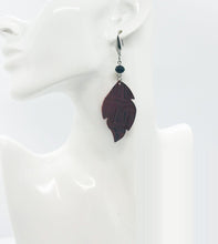 Load image into Gallery viewer, Dark Red Cranberry Leather Earrings - E19-1602