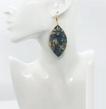 Load image into Gallery viewer, Floral on Gold Leather Earrings - E19-1632