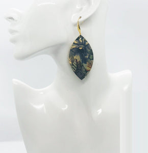 Floral on Gold Leather Earrings - E19-1632