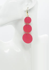 Tropical Palm Leaf Living Coral Leather Earrings - E19-1637