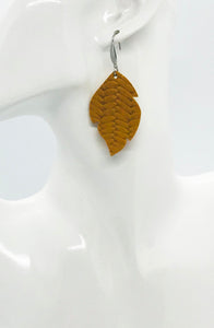 Mustard Braided Fishtail Leather Earrings - E19-1639