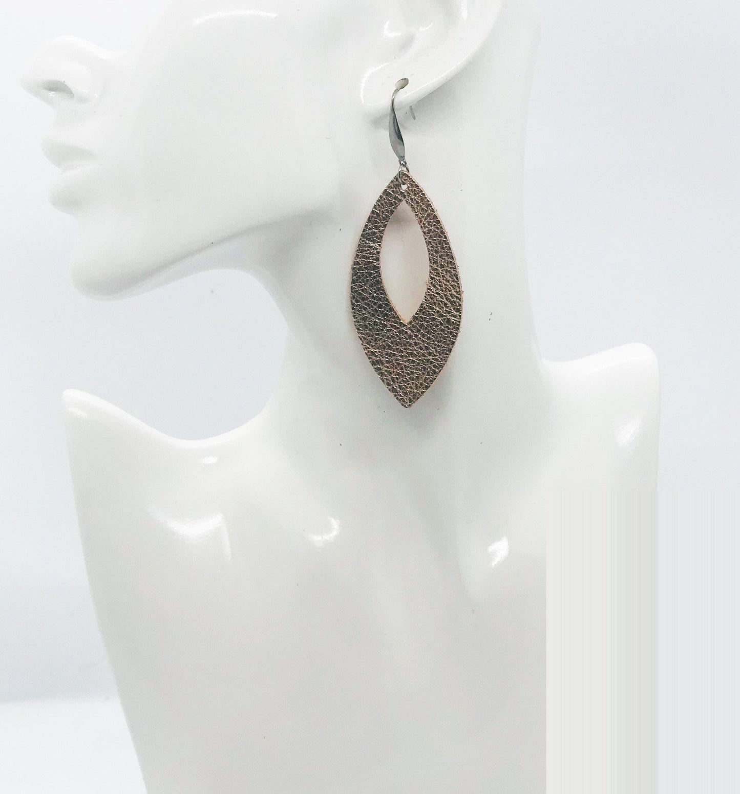 Metallic Rose Gold Leather Earrings - E19-1651