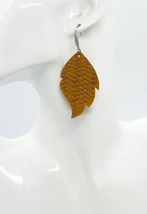 Mustard Braided Fishtail Leather Earrings - E19-1656