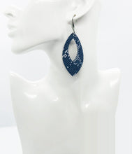 Load image into Gallery viewer, Navy Snake Leather Earrings - E19-1657