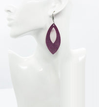 Load image into Gallery viewer, Deep Raspberry Dazzle Leather Earrings - E19-1678