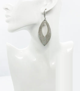 Silver on Gray Metallic Camo Leather Earrings - E19-1681