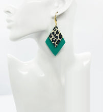 Load image into Gallery viewer, Aqua Leather and Cheetah Pring Leather Earrings - E19-1691