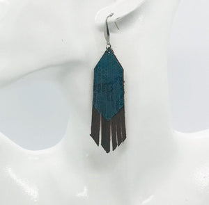 Brown and Turquoise Genuine Leather Earrings - E19-170