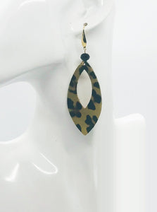 Gold Metallic Banana Leopard Leather Earrings - E19-1741