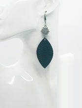 Load image into Gallery viewer, Black Braided Fishtail Leather and Rhinestone Earrings - E19-1746
