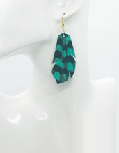 Load image into Gallery viewer, Pheasant Feathers on Aqua Leather Earrings - E19-1774