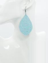 Load image into Gallery viewer, Light Robin Egg Mint Basket Weave Leather Earrings - E19-1778