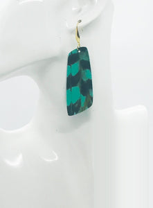 Pheasant Feathers on Aqua Leather Earrings - E19-1780