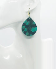 Load image into Gallery viewer, Pheasant Feathers on Aqua Leather Earrings - E19-1785