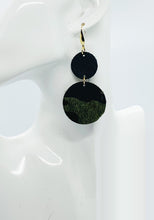 Load image into Gallery viewer, Black Leather and Hair on Camo Leather Earrings - E19-1798