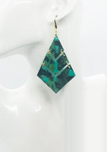 Load image into Gallery viewer, Pheasant Feathers on Aqua Leather Earrings - E19-1825