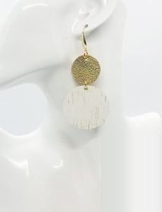 Gold Leather and White Birch Cork Leather Earrings - E19-1827