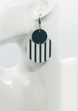 Load image into Gallery viewer, Black and White Staight Striped Leather Earrings - E19-1830