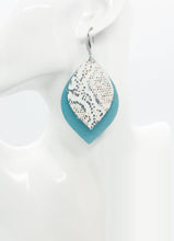 Load image into Gallery viewer, Blue Green Leather and Snake Skin Leather Earrings - E19-1834