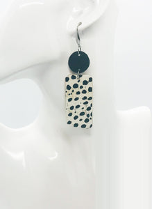 Black and White Cheetah Leather Earrings - E19-1839