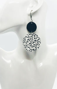 White and Black Loepard Leather Earrings - E19-1843