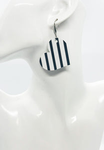 Black and White Striped Leather Earrings - E19-1844