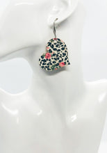 Load image into Gallery viewer, Roses and Leopard Cork Leather Earrings - E19-1847