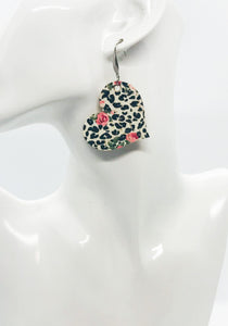 Roses and Leopard Cork Leather Earrings - E19-1847