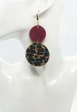Load image into Gallery viewer, Cork on Leather and Red Dazzle Leather Earrings - E19-1851