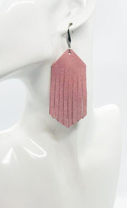 Dazzle Pink Fringe Leather Earrings - E19-1862