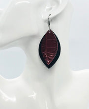 Load image into Gallery viewer, Black and Red Genuine Leather Earrings -E19-1866