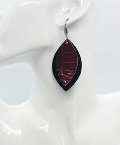 Black and Red Genuine Leather Earrings -E19-1866